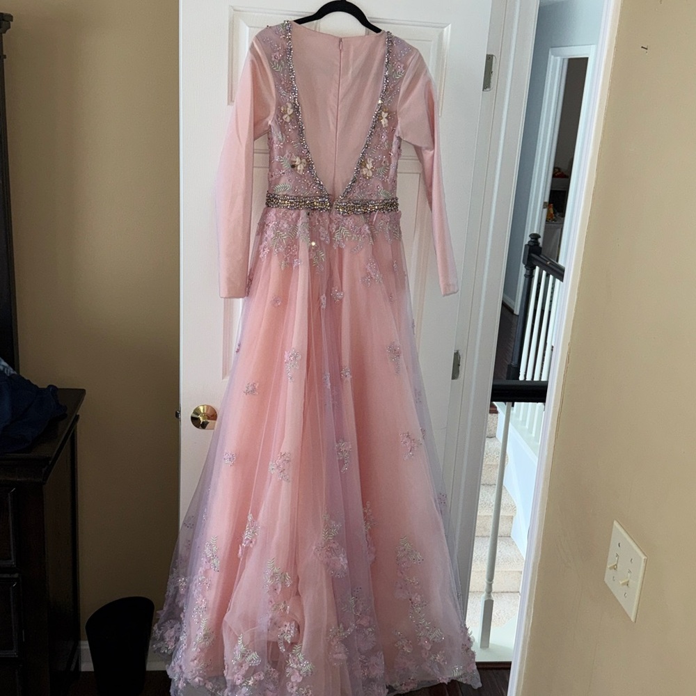 Mac Duggal Pink Embellished over skirt gown - Picture 7 of 10